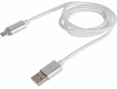 Natec Extreme Media microUSB - USB 2.0 (M) USB kabel, 1m, stříbrný, nabíjecí LED