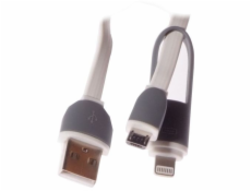 Libox micro USB + lightning adaptér USB kabel, 2A, 1m (LB0066W)