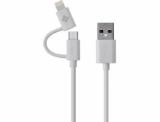 iBattz Mojo Duo 2-v-1 MicroUSB a Lightning MFi USB kabel 100 cm (IB-CBL-LGN-WH)