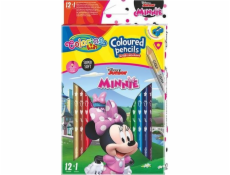 Patio Trojúhelníkové pastelky, 12 kusů, 13 barev + Colorino Kids ořezávátko Minnie