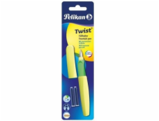 Pelikan Twist P457 M Neonově žluté plnicí pero + 2 náplně