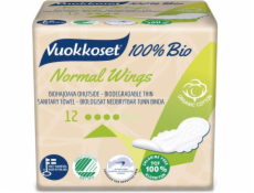 Vuokkoset Hygienické vložky s křidélky Normal 100% Organic, 12 ks.