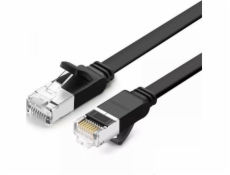 Ugreen UGREEN plochý síťový kabel s kovovými zástrčkami, Ethernet RJ45, Cat.6, UTP, 0,5 m (černý)