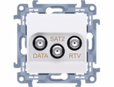 Kontakt-Simon Simon 10 RTV-DATA-SAT koncová anténní zásuvka. 1xWE 52400 MHz 3xOUT /F/ (RTV:88900 MHz) (DATA: 5900 MHz)( SAT: 9502400 MHz) bílá CADSATF.01/11