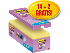 Post-it Post-it Super Sticky Notes (654-P16SSCY-EU), 76x76mm, 16x90 karet, žluté, 2 ZDARMA poznámky