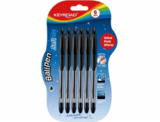 Keyroad Classic kuličkové pero KEYROAD Ball Pen Soft Jet, 0,7 mm, 6 ks, blistr, černá