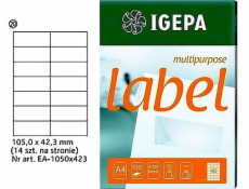 IGEPA ŠTÍTKY A4 IGEPA 105 X 42,3 MM BÍLÁ (100)