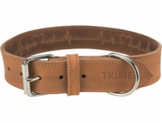 Kožený obojek Trixie Rustic Heartbeat Heavy, L–XL: 55–65 cm/40 mm, hnědý