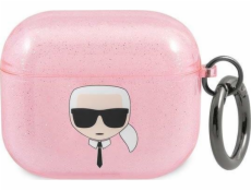 Karl Lagerfeld Case Karl Lagerfeld KLA3UKHGP Apple AirPods 3 kryt růžový/růžový Glitter Karl`s Head