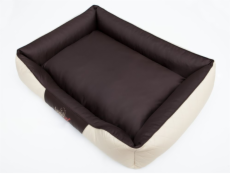 HOBBYDOG Perfect Imperial Bed - Béžová imitace kůže s hnědým středem R4