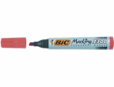 Bic permanentní popisovač 2300, zkosený hrot, červený