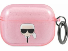 Karl Lagerfeld Case Karl Lagerfeld KLAPUKHGP Apple AirPods Pro kryt růžový/růžový Glitter Karl`s Head