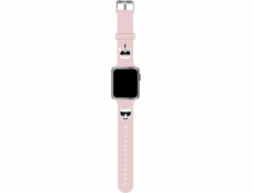 Karl Lagerfeld Řemínek Karl Lagerfeld KLAWLSLCKP Apple Watch 4/5/6/7/SE 44/45 mm růžový/růžový řemínek Silikonové hlavy Karl & Choupette