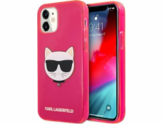 Karl Lagerfeld Karl Lagerfeld KLHCP12SCHTRP iPhone 12 mini 5.4 růžový/růžový pevný obal Glitter Choupette Fluo