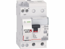 DX3 STOP ARC požární detektor jisker integrovaný s RCCB 2P 10kA B10 30mA Typ A 415956