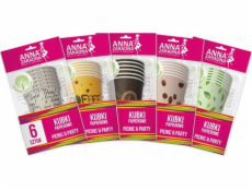 Anna Zaradna Papírové kelímky 200 ml, 6 ks, mix barev