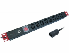 Techly Rack Power Strip 1U 8x C13 Socket C14 Kabel pro UPS 2m