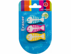 Keyroad Keyroad Universal Eraser Fish, 3 ks, blistr, mix barev