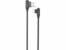 MAXXIMUS USB kabel MX CORNER RYCHLÉ NABÍJENÍ MICRO USB KABEL 2,4A / 1m, ČERNÝ / ČERNÝ, ÚHLOVÝ