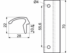 Madlo pro plastová okna a dveře 70x28x22 mm hliník bílé