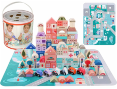 Sada dřevěných kostek LEANToys Puzzle City Letters 115 kusů