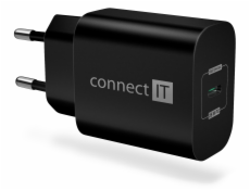 CONNECT IT Voyager2 nabíjecí adaptér 1×USB-C, 25W PD, ČERNÝ