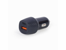 Gembird Nabíječka do auta, 1x USB, 1x Type-C PD fast charger, QC3.0, 18 W, černá