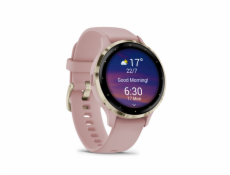 Garmin Venu® 3S, Nerezová luneta Soft Gold, pouzdro Dust Rose, silikonový řemínek