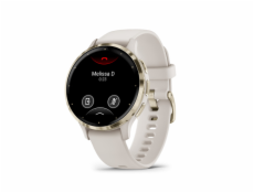 Garmin Venu® 3S, Nerezová luneta Soft Gold, pouzdro Ivory, silikonový řemínek