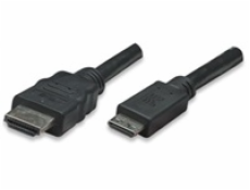 MANHATTAN kabel High Speed HDMI 3D, Mini HDMI Male to Male, stíněný, černý, 1,8m