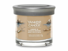 Svíčka ve skleněném válci Yankee Candle, Ambra a santalové dřevo, 122 g