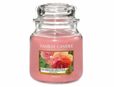 Svíčka ve skleněné dóze Yankee Candle, Vyšisovaná meruňková růže, 410 g