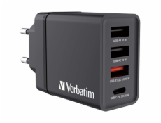 Verbatim USB nabíječka do sítě, 30W, 4 portová, černá