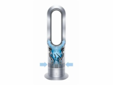 Dyson Hot+Cool AM09 ventilátor, podlahový, 2000 W, displej, bezvrtulový, dálkové ovládání, bílá a šedá