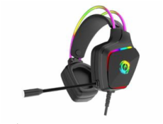 CANYON Herní headset Darkless GH-9A, LED, PC/PS4/Xbox, Deep bass, kabel 2m, USB+2x3,5F TRS jack + rozbočovač