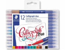 STAEDTLER Kaligrafické popisovače  Calligraph Duo , sada, 12 barev, 2,0/3,5 mm, oboustranné