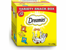 Dreamies DREAMIES Variety Snack Box doplňkové krmivo pro kočky (s příchutí kuřecího masa, sýra a lososa) - 720 g