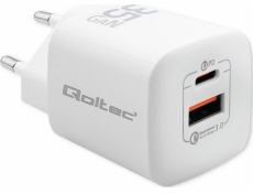  35W GaN ULTRA nástěnná nabíječka | 5-20V | 2,25-3A | 1 x USB Type C PD | 1 x USB | Bílý