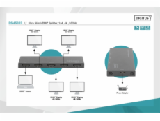 DIGITUS DS-45323 Ultra Slim HDMI Splitter 1x4 4K/60Hz HDR HDCP 2.2 18Gbps Micro USB powered