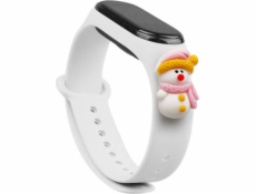 Vánoční silikonový náramek Hurtel Strap pro Xiaomi Mi Band 4 / Mi Band 3 Vánoční silikonový náramek bílý (Snowman 2)