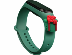 Vánoční náramek Hurtel Strap Xmas pro Xiaomi Mi Band 4 / Mi Band 3 Vánoční silikonový náramek tmavě zelený (dárek)