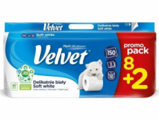 Velvet Three -Layer Celulózový toaletní papír Velvet Jemně bílý 61251776 150 listy 18,3 m 8 ks.