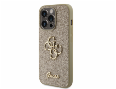 Guess PU Fixed Glitter 4G Metal Logo Zadní Kryt pro iPhone 15 Pro Zlatý Nové