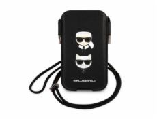 Karl Lagerfeld and Choupette Head Saffiano PU Pouch S/M Black Nové