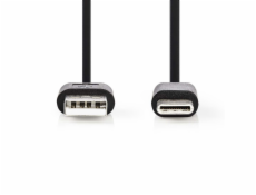 NEDIS kabel USB 2.0/ zástrčka USB-C - zástrčka USB-A/ černý/ 10cm