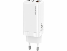 Usams USAMS Charger Lod. síť. 2xUSB-C+USB T33 GaN 65W PD (pouze hlava) Rychlé nabíjení bílá/bílá CC110TC02 (US-CC110)