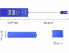 Orico USB HUB ORICO USB-C HUB 2X USB-A 3.1 + USB-C, MODRÁ