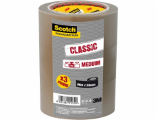 SCOTCH® Hot-melt přepravní balicí páska (371), 50 mm, 66 m, hnědá, 3 ks.