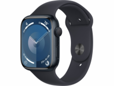 Chytré hodinky Apple Apple Watch Series 9 GPS 45mm půlnoční hliníkové pouzdro s půlnočním sportovním páskem – M/L, model A2980