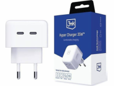 3mk cestovní nabíječka Hyper Charger 35W, GaN, 2x USB-C (PD), bílá